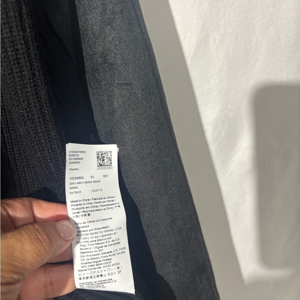 Hugo Boss Black Turtleneck Sweater with Leather Sleeves - Picture 10 of 10